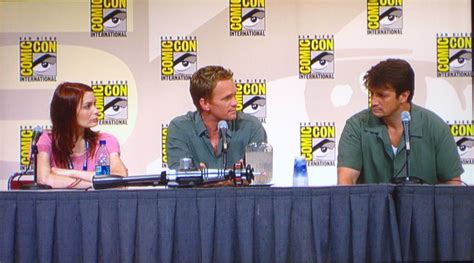 Felicia Day Neil Patrick Harris And Nathan Fillion At The Dr Horrible Panel Comic Con