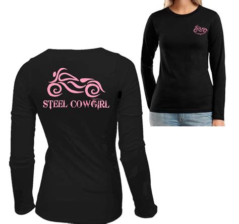 Steel Cowgirl Blackpink Long Sleeve T Shirt Classic Bike Steel