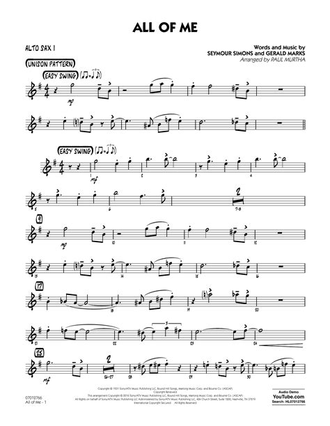 All Of Me Alto Sax 1 Sheet Music Paul Murtha Jazz Ensemble