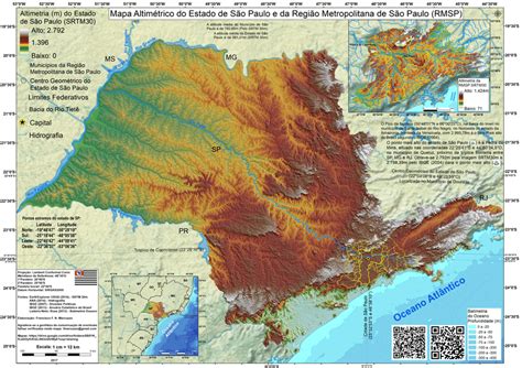 Mapa Altimétrico do Estado de São Paulo com a região metropolitana de Download Scientific