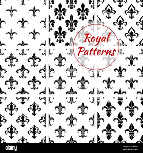 Royal Fleur De Lis Seamless Patterns With Set Of Floral Background With