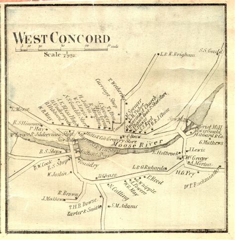 West Concord Village Vermont 1859 Old Town Map Custom Print Essex Co