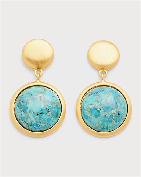 Nest Jewelry Brushed Gold Turquoise Drop Earrings Neiman Marcus