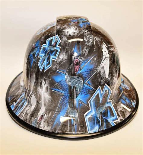 Custom Wide Brim Hard Hat Hydro Dipped In Blue Paramedic W Etsy