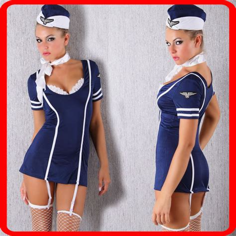 New Pin Up Girl Flight Attendant Costume Dressscarfhat Sexy Clubwear