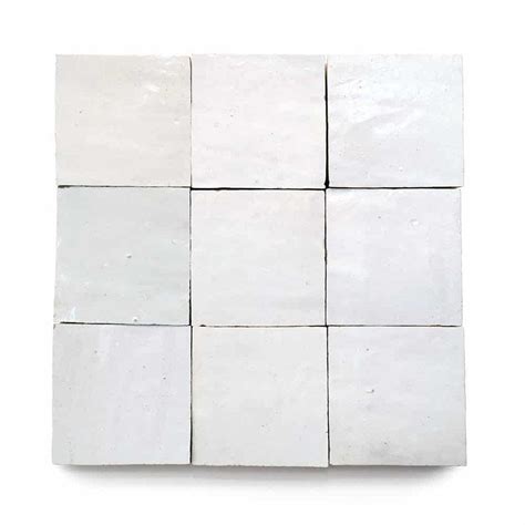 Pure White 4x4 Square Zellige Zia Tile