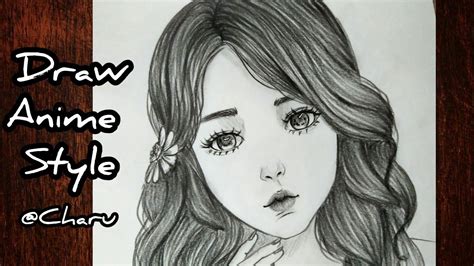 draw beautiful anime girl semi realistic style draw anime style pencil sketch youtube