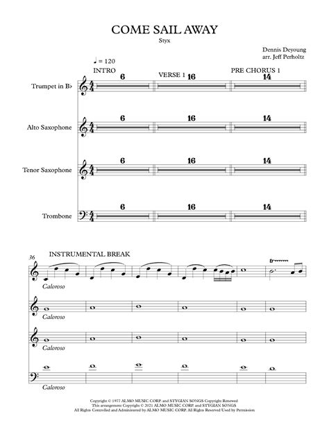 Come Sail Away Arr Jeff Perholtz Partitions Styx Performance Ensemble