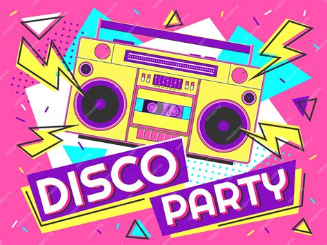 Premium Vector Disco Party Banner Retro Music Poster 90s Radio And
