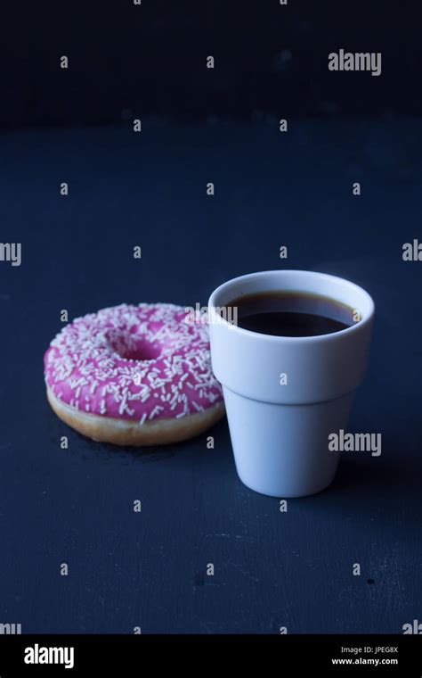 Coffee And Donut Stock Photo Alamy