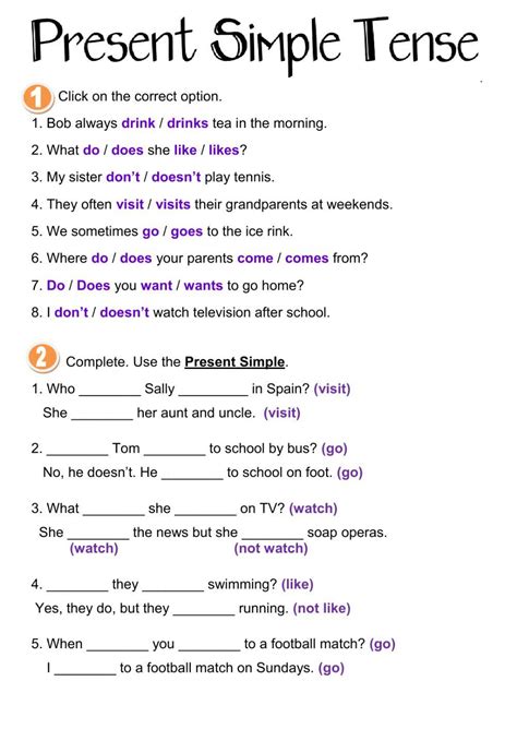 Printable Exercises On Simple Present Tense – Letter Worksheets