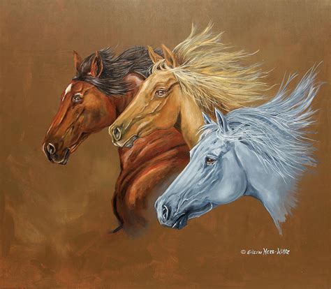 Three Horse Heads Running Painting By Eileen Herb Witte Fine Art America