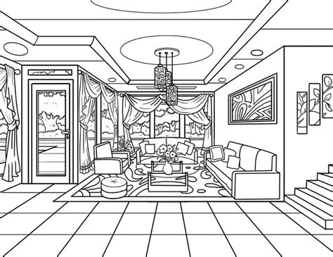 Coloring Pages on Behance | House colouring pages, Line drawing