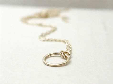 Gold Eternity Necklace Hammered Circle 14k Gold Filled Etsy