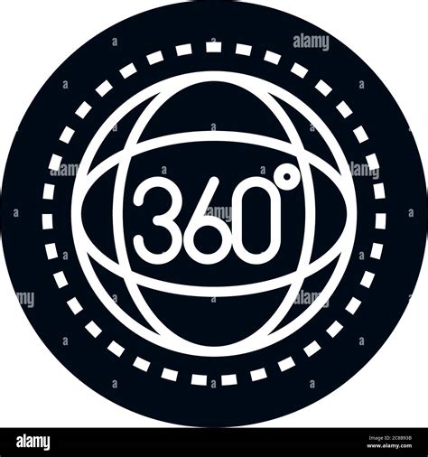 360 Degree View Virtual Tour Block And Line Style Icon Design Vector