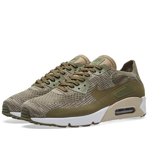 Nike Air Max 90 Ultra 20 Flyknit Medium Olive And String End Uk