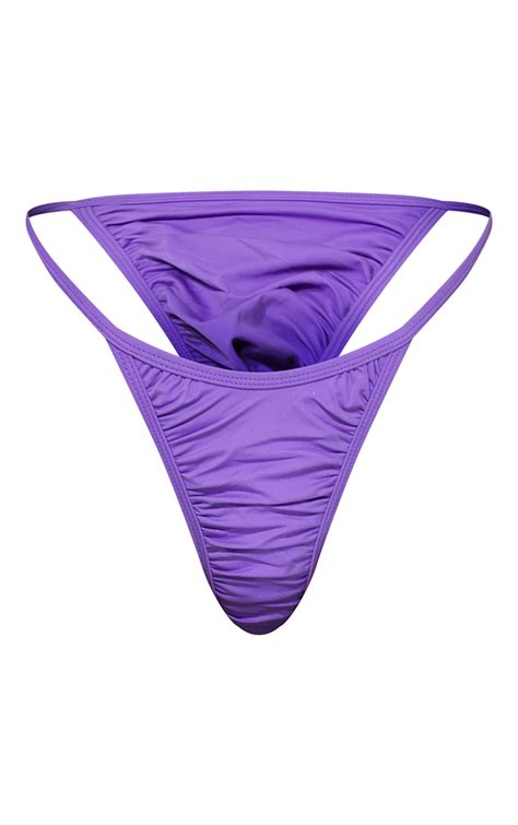 Purple Ruched Bikini Bottoms Swimwear Prettylittlething Ksa