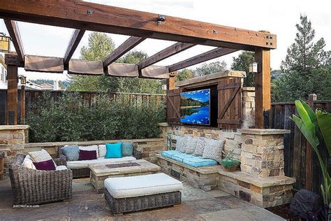 Rustic Pergola With Retractable Shade Small Outdoor Patios Patio