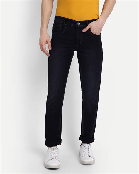 Buy Mens Black Solid Slim Fit Denim Jeans Online At Bewakoof