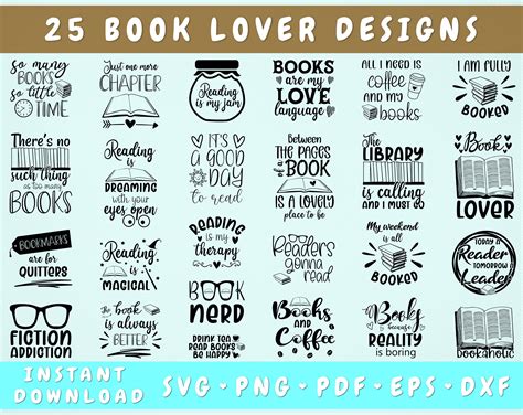 Book Lover Svg Bundle 25 Designs Reading Quote Svg Cut Files By