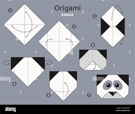 Origami Tutorial Origami Scheme For Kids Panda Stock Vector Image