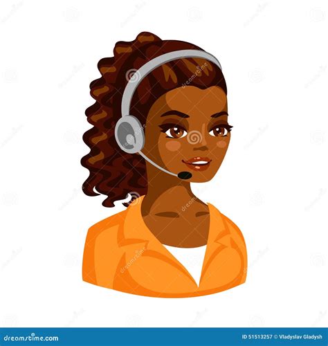 Vector Illustration Of Beatiful African Woman Working As Telephone