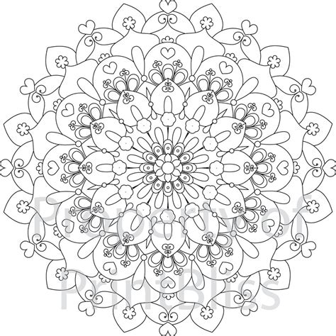 1 Flower Mandala Printable Coloring Page Etsy