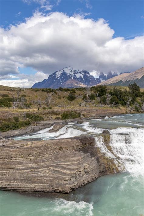 Torres Del Paine River Waterfall Patagonia Stock Image Image Of Light
