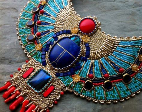 Turquoise And Coral Custom Order Egyptian Scarab Necklace Lapis