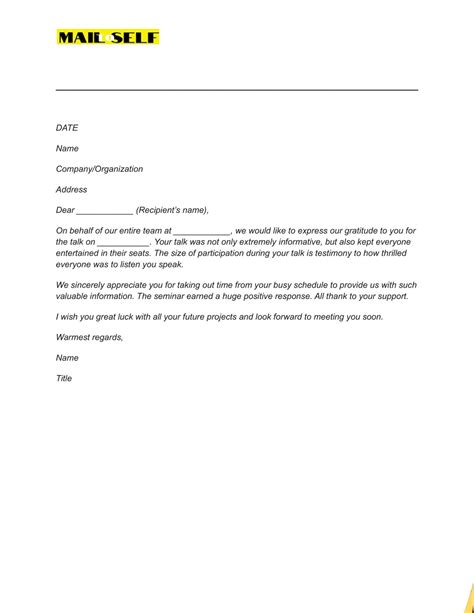 Thank You Letter To Guest Speaker How To Templates And Examples Mail