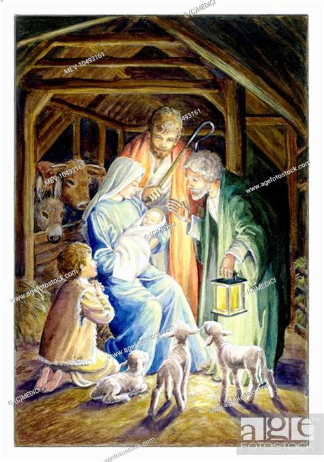 Nativity Scene Of The Adoration Of The Shepherds Stock Photo Picture