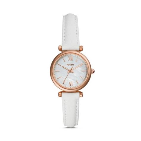 Carlie Mini Three-Hand White Leather Watch - ES4582 | Fossil leather watch, Leather watch, Leather