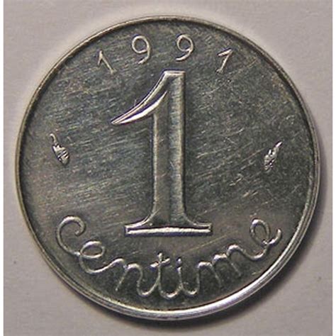 Piece de monnaie rare americaine / euro monnaie rare et de collection : Monnaie française, Epi, Très rare 1 Centime 1991 Frappe monnaie, 2511 Ex, SUP+/SPL