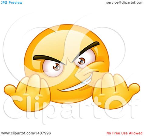 Clipart Of A Yellow Smiley Face Emoji Emoticon Gesturing Wanna Fight