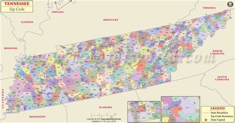 Tennessee Zip Codes Map List Counties And Cities