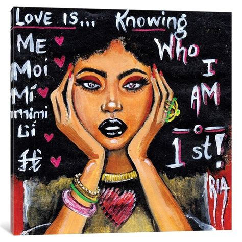 Icanvas Love Is By Artist Ria 12 X 12 X 0 75 Black Black Art Painting Black Girl