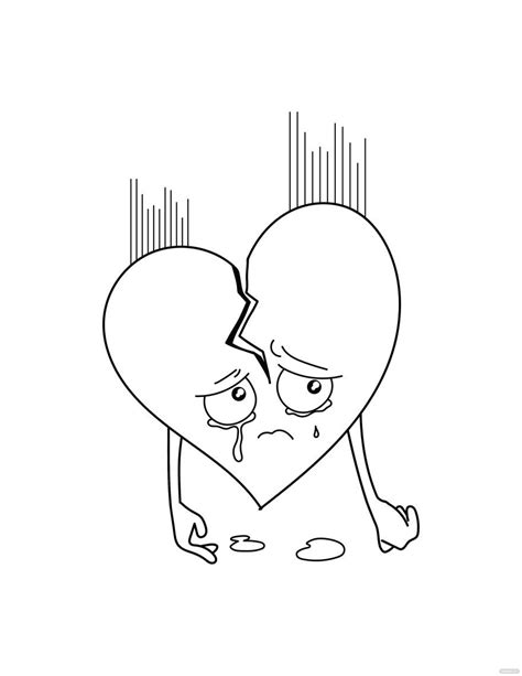 Sad Broken Heart Coloring Page In Illustrator Pdf Svg  Eps Png