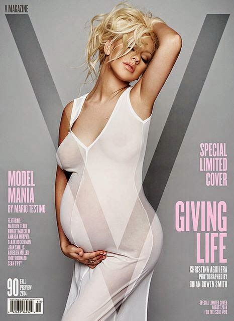 Pregnant Christina Aguilera Poses In A Sheer Dress For V Magazine Fall 2014