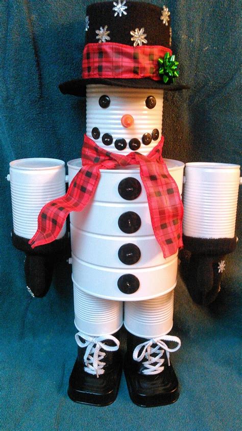 Tin Can Snowman Large Tin Can Crafts Fun Crafts Crafts