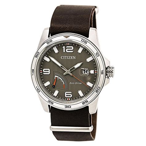 Citizen Mens Eco Drive Stainless Steel Citizen Leather