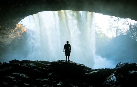 Free Images Rock Waterfall Mountain Sunlight Adventure Cave