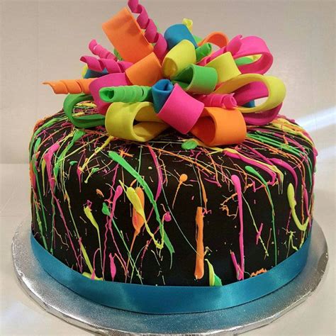 Colorful Birthday Cake Neon Birthday Party Cake Birthday Rainbow
