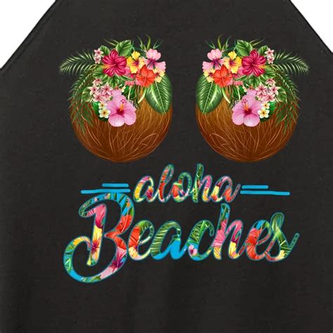 Aloha Beaches Hawaii Funny Coconut Bra Flower Boobs Beach Womens