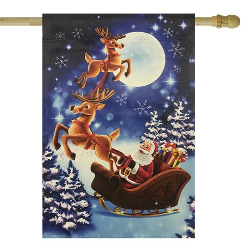 Santa And Reindeer Sleigh Ride Outdoor Garden Flag 28 X 40 Walmart