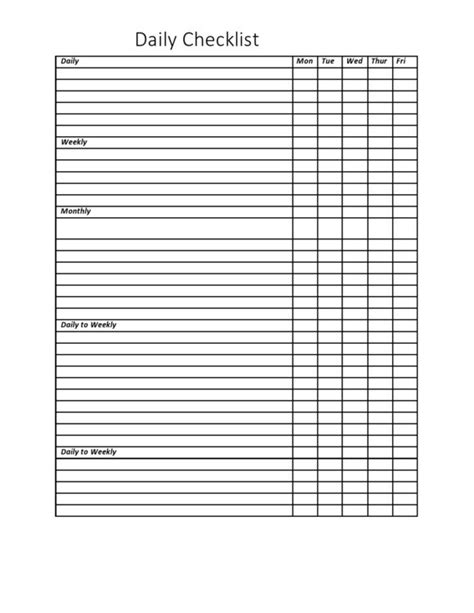 Daily Printable Checklist