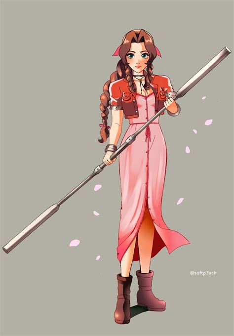Aerith Gainsborough Final Fantasy And 1 More Drawn By Softp3ach