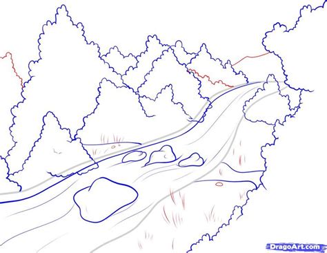 How To Draw A River Step By Step Landscapes Landmarks And Places Free