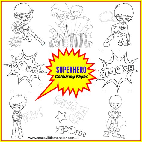 Set Of Superhero Coloring Sheets Toys Games Learning School Etna