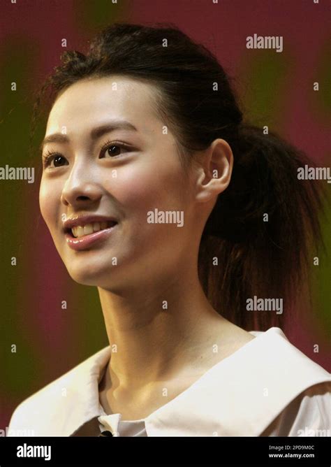 Hong Kong Actress Isabella Leong Poses During The Event To Promote Her