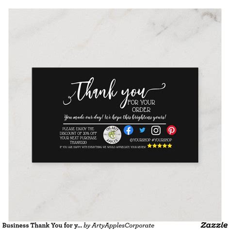 Business Thank You For Your Order Marketing Card Zazzle Business
